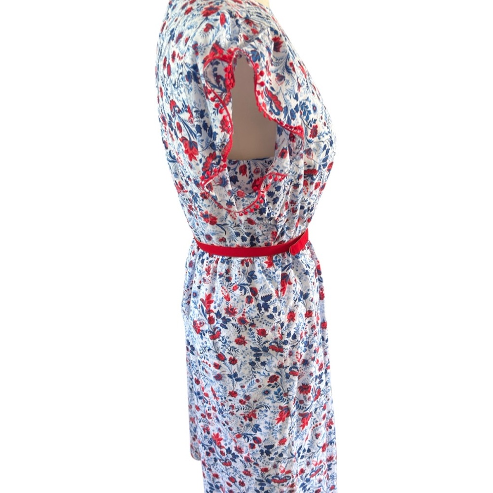 Vintage Ann Taylor Dress with Blue and Red Floral Pattern - Picture 2 of 5